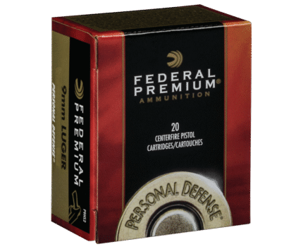 Federal Premium Personal Defense Ammunition Nickel Plated Brass 9mm 20-Rounds 124 Grain Hydra-Shock JHP