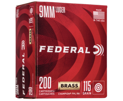 Federal Champion Training Brass 9mm 115 Grain 200-Rounds FMJ