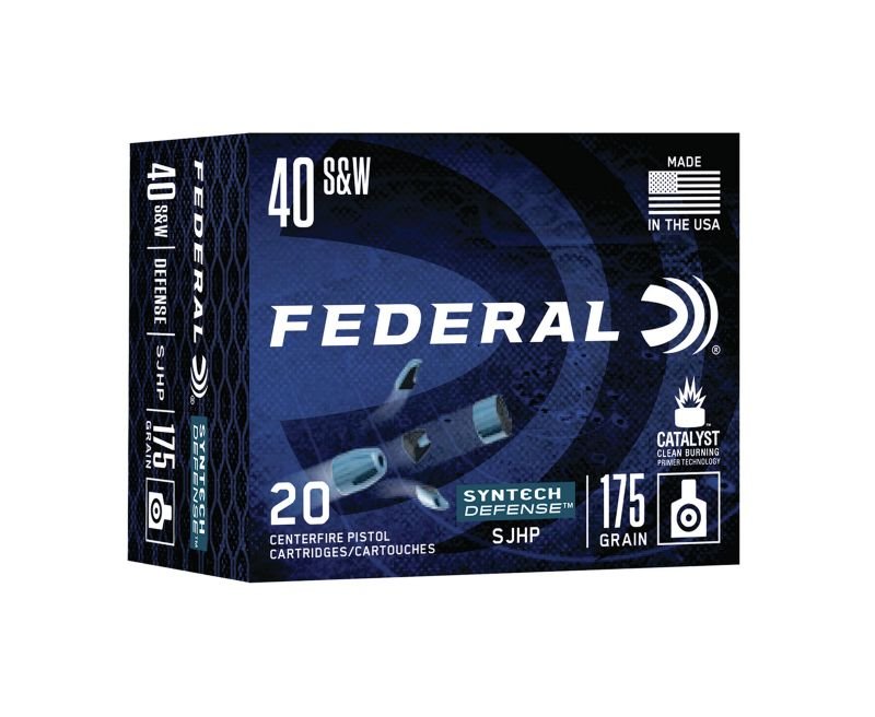 Federal-S40SJT1-604544651089.jpg.jpg Federal Syntech Defense Brass .40 SW 175 Grain 20-Rounds SJHP - Image 1