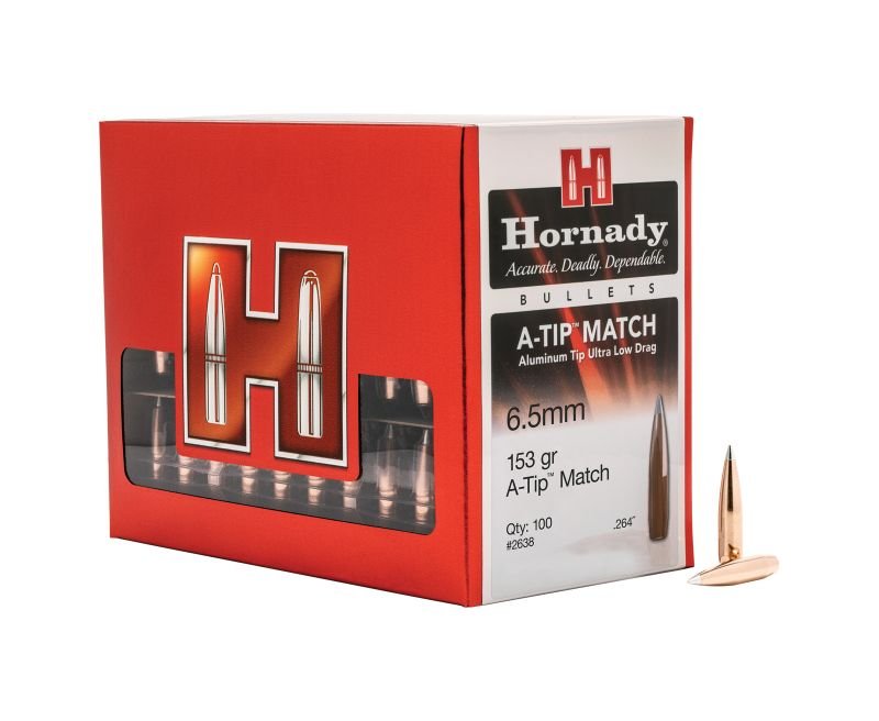 Hornady-2638-090255226386.jpg.jpg Hornady A-Tip Match Copper 6.5mm 153-Grain 100-Rounds BT Bullets Only - Image 1