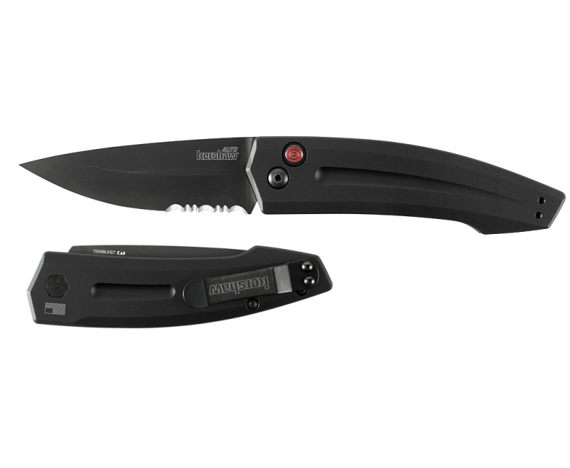 Kershaw-Launch-2-7200BLKST-087171048543.jpg_3.png Kershaw Launch 2 Automatic Knife - 3.25" Partially Serrated Drop Point Blade - Image 1
