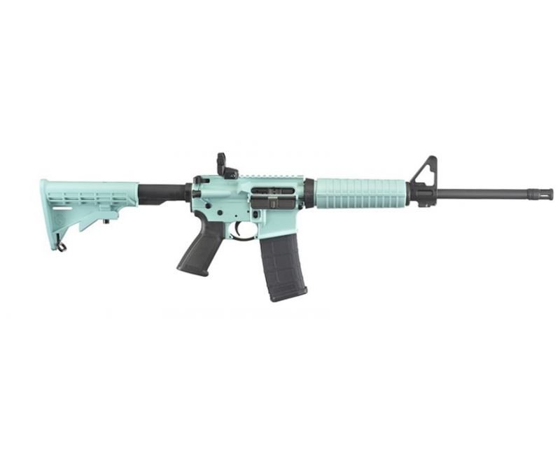 Ruger-AR-556-8517-736676085170.jpg_1.jpg Ruger AR-556 Turquoise Blue / Black 5.56 / .223 Rem 16.04-inch 30Rds Tiffany Blue TALO Exclusive - Image 1