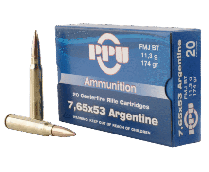 PPU Metric Rifle Brass 7.65 X 53 174-Grain 20-Rounds FMJ